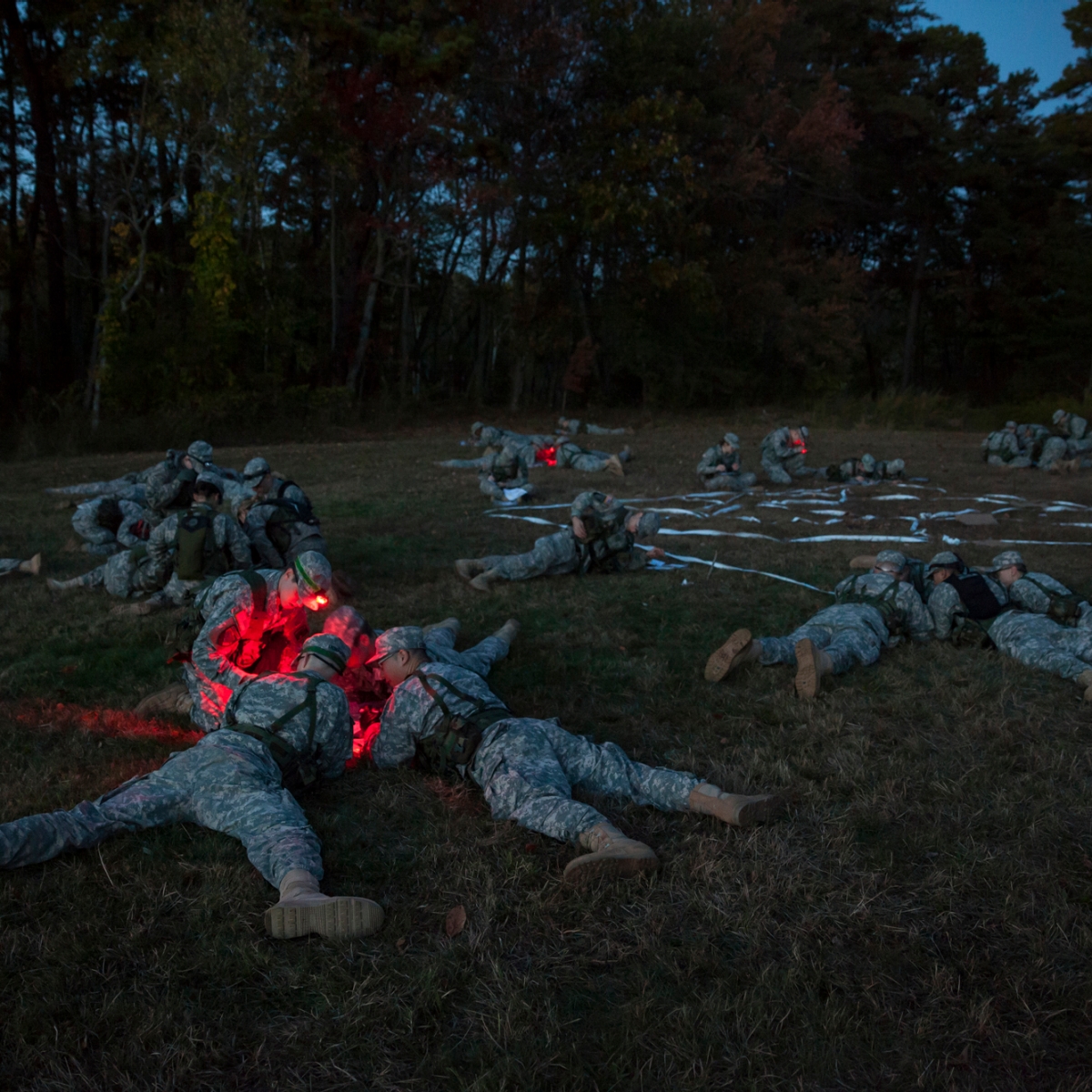 Photo of soldiers performing drills, from Lea Winkler, ROTC: Land Navigation, 2016
